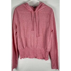 NWT Freshman 1996 Soft Brights Pink Confetti Smocked Lightweight Hoodie Large